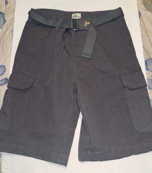 Copper Denim Men's Grey Ripstop Belted Cargo Shorts Size 30